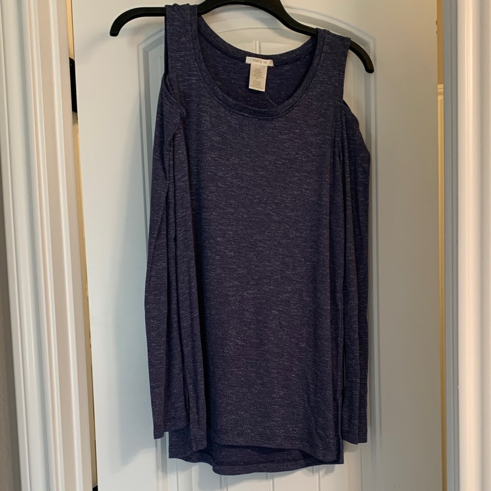 Matty M Cold Shoulder Long Sleeve Top - Navy
